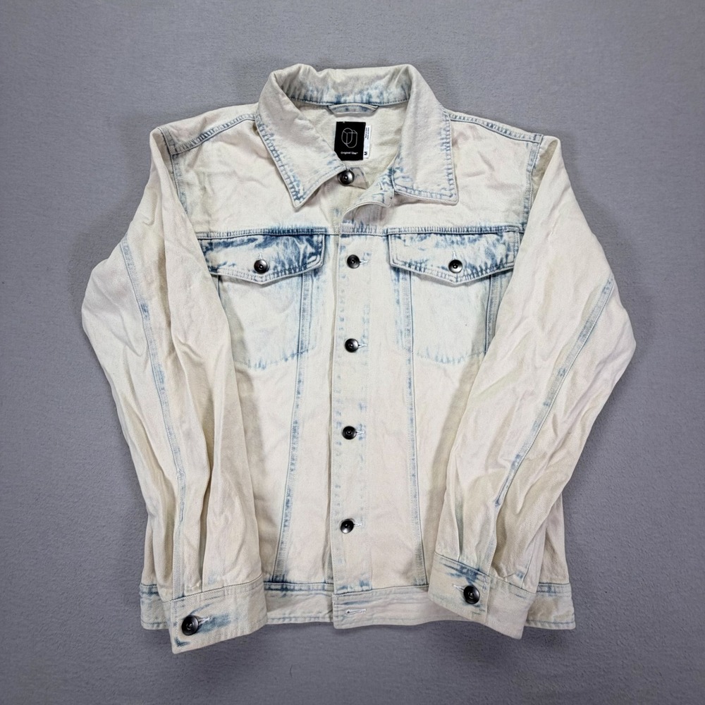 Original Use Denim Trucker Jacket Mens Size M Cream Acid Wash